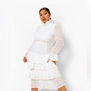 White ruffle tier dress